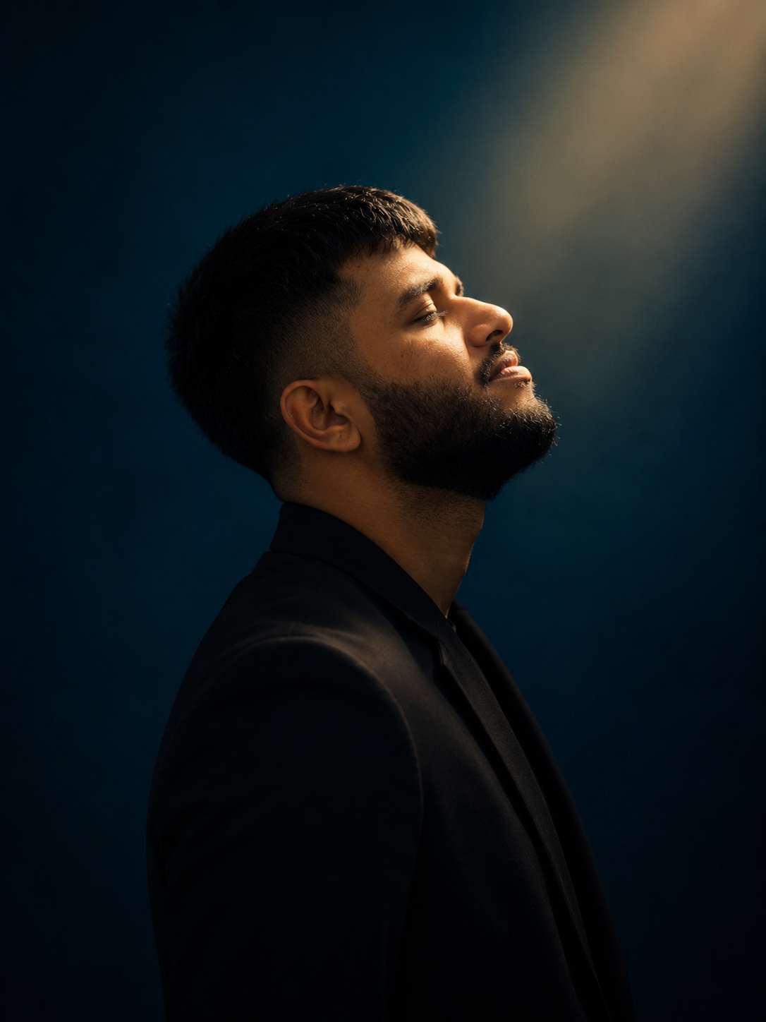 Ultra realistic cinematic side-profile portrait